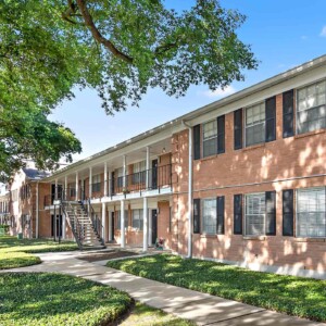 building under shady oak tree